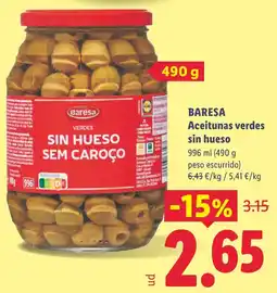 Lidl Baresa aceitunas verdes sin hueso oferta