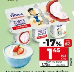 Dia Fidias yogur al estilo griego con fresa oferta