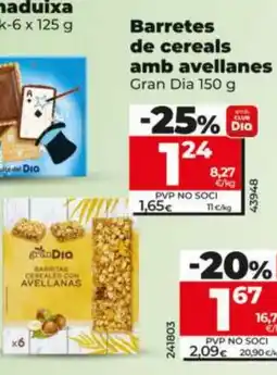 Dia Gran Dia barretes de cereals amb avellanes oferta