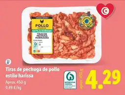 Lidl Pollo tiras de pechuga de pollo estilo harissa oferta