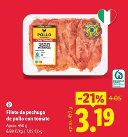 Lidl Pollo filete de pechuga de pollo con tomate oferta