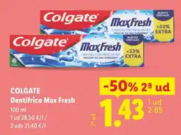 Lidl Colgate dentífrico max fresh oferta