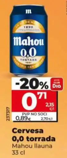Dia Mahou 0,0 torrada oferta