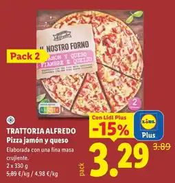 Lidl Trattoria Alfredo pizza jamón y queso oferta
