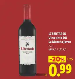 Lidl Libertario vino tinto DO La Mancha joven oferta
