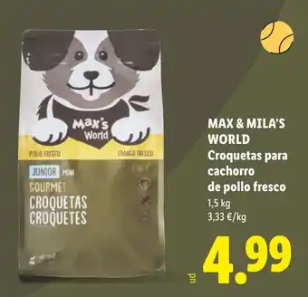 Max & Mila's World croquetas para cachorro de pollo fresco