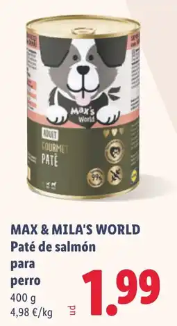 Lidl Max & Mila's World Paté de salmón para perro oferta
