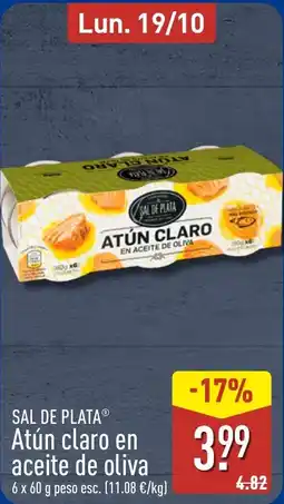 ALDI Sal de Plata atún claro en aceite de oliva oferta