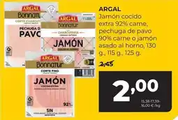 Alimerka Argal - jamon cocido extra 92% carne, pechuga de pavo 90% carne o jamon asado al horno oferta