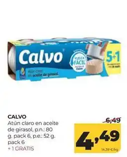 Alimerka Calvo - atun claro en aceite de girasol oferta
