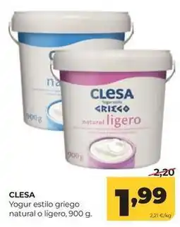 Alimerka Clesa - yogur estilo griego natural o ligero oferta