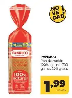 Alimerka Panrico - pan de molde 100% natural oferta