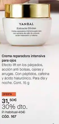 Yanbal Crema reparadora intensiva para ajos oferta