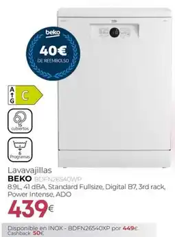 Tien 21 Beko lavavajillas BDFN26540WP oferta
