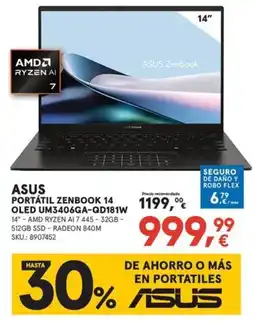 Worten asus portátil zenbook 14 oled um3406ga-qd181w oferta
