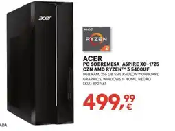 Worten Acer pc sobremesa aspire xc-1725 czn amd ryzen 3 5400uf oferta
