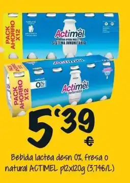 Cash Fresh Actimel bebida lactea desnatada fresa o natural oferta
