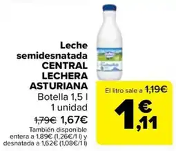Carrefour Central Lechera Asturiana leche semidesnatada oferta