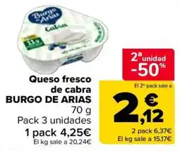 Carrefour Burgo de Arias queso fresco de cabra oferta