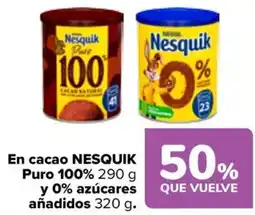 Carrefour Nesquik Puro 100% 0% azúcares añadidos oferta