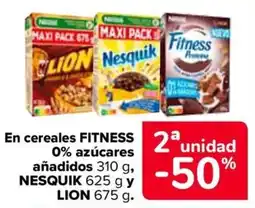 Carrefour Fitness nesquick lion en cereales 0% azucares anadidos oferta