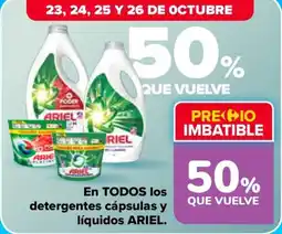 Carrefour Ariel detergentes cápsulas y líquidos oferta