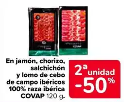 Carrefour Covap jamón chorizo salchichón y lomo de cebo de campo ibéricos oferta