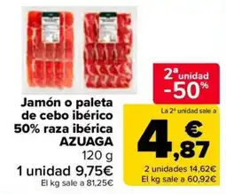 Carrefour Azuaaga jamón o paleta de cebo ibérico 50% raza ibérica oferta