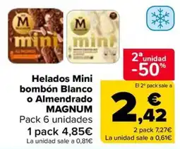 Carrefour Magnum helados mini bombón blanco o almendrado oferta