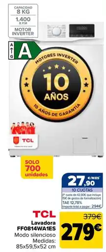 Carrefour TCL Lavadora FF0814WA1ES oferta
