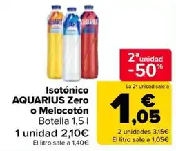 Carrefour Aquarius isotónico zero o melocotón oferta