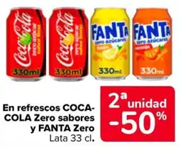 Carrefour Coca-Cola Zero sabores y Fanta Zero oferta