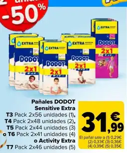 Carrefour Dodot pañales sensitive extra oferta