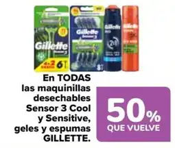 Carrefour Gillette Sensor 3 Cool y Sensitive, geles y espumas oferta