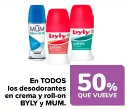 Carrefour byly y mum desodorantes en crema y roll-on oferta