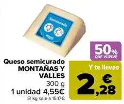 Carrefour Montañas y Valles queso semicurado oferta