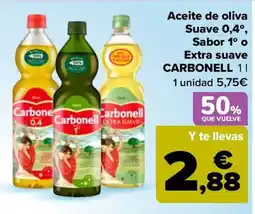 Carrefour Carbonell aceite de oliva suave 0,4° sabor 1° o extra suave oferta