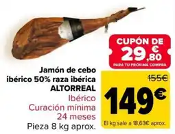 Carrefour Altorreal jamón de cebo ibérico 50% raza ibérica oferta