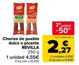 Carrefour Revilla chorizo de pueblo dulce o picante oferta