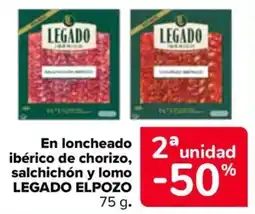 Carrefour Legado loncheado ibérico de chorizo, salchichón y lomo oferta