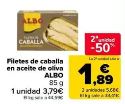 Carrefour Albo filetes de caballa en aceite de oliva oferta