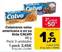 Carrefour Calvo calamares salsa americana o en su tinta oferta