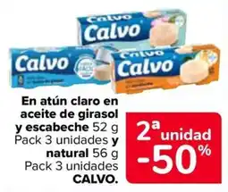 Carrefour Calvo atún claro en aceite de girasol y escabeche natural oferta