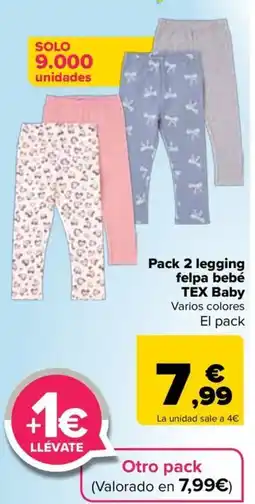 Carrefour tex baby pack 2 legging felpa bebé oferta