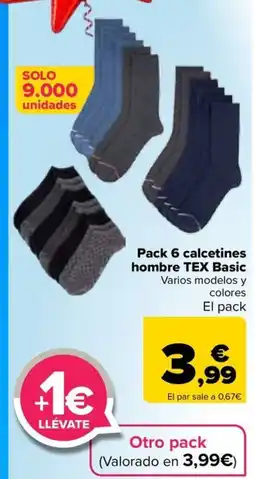 Carrefour tex basic pack 6 calcetines hombre oferta