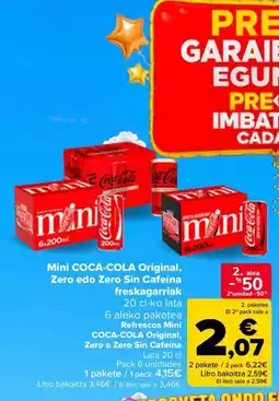 Carrefour Market Mini coca-cola original, zero edo zero sin cafeína oferta