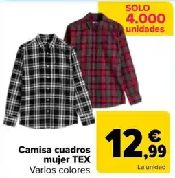 Carrefour Camisa cuadros mujer TEX oferta