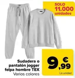 Carrefour Sudadera o pantalón jogger felpa hombre TEX oferta