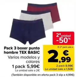 Carrefour tex basic boxer hombre punto oferta