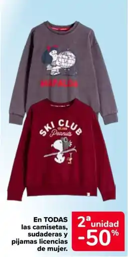 Carrefour En todas las camisetas, sudaderas y pijamas licencias de mujer. oferta
